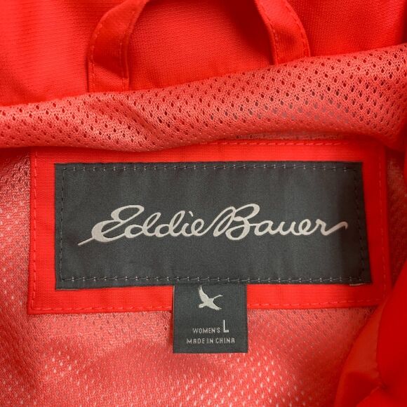 Eddie Bauer Windbreaker Jacket Womens L Large Mesh Lined Zip Up Hidden Hoodie - Picture 9 of 16